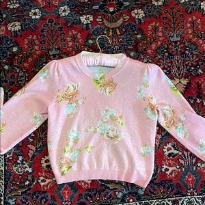 Favorite Daughter Pink Floral Puff Sleeve Sweater